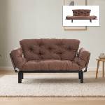 TopMebel Тапициран двоен диван - легло Nitta TopMebel в кафяв цвят 155x70x85cm