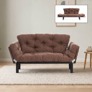 TopMebel Тапициран двоен диван - легло Nitta TopMebel в кафяв цвят 155x70x85cm