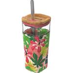 Quokka Чаша халба Quokka Liquid Cube Pink Jungle стъклена със сламка 540 мл (40051)