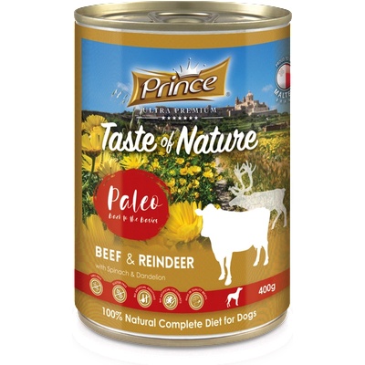 Petnutrition Консерва за кучета с телешко и еленско месо със спанак и глухарче TON PALEO BEEF REINDEER 400gr