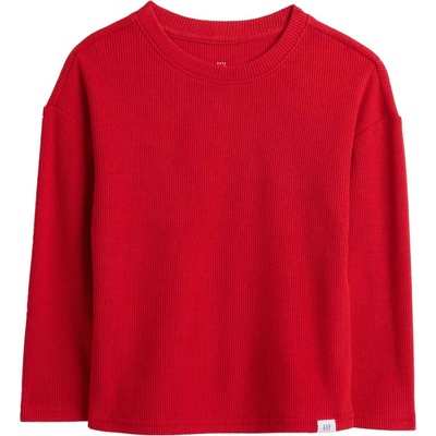 GAP V-LS Cozy Waffle Crew červená