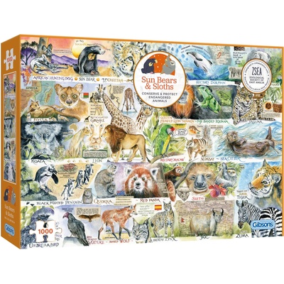 Gibsons - Puzzle Sun Bears and Sloths - 1 000 piese