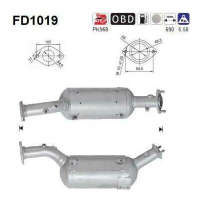 Filtr sazových částic, výfukový systém AS FD1019