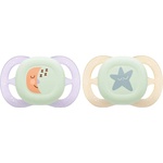 Philips Залъгалки Philips Avent Ultra Start - Night, 0-2 м, 2 броя, луна/звезда (SCF075/07) - baby