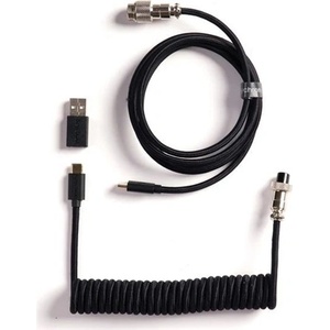 Keychron Coiled Aviator 8K USB-C - 5-пинов (GX12) M/F кабел за данни 1, 7 м, черен + адаптер тип A-C (CAB-49)