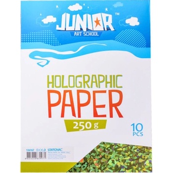 dekoračný papier a4 holografický zelený 250 g sada 10 ks