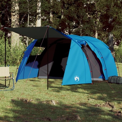 vidaXL Къмпинг палатка тунелна, за 4 души, синя, водоустойчива (94398)