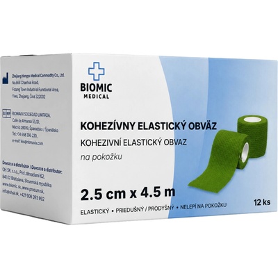BIOMIC Kohezívny elastický obväz 2,5 cm x 4,5 m, 12 ks