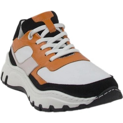 Български обувки Дамски маратонки в бежово, оранжево и черно 0223orange