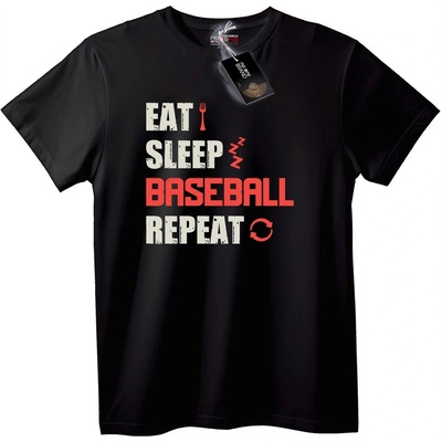 NOONEBRAND Тениска Ядене Спане Бейзбол Повторение - 2XL, Black