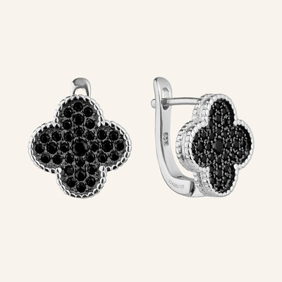 SilveAmo Luxusní stříbrné náušnice zirkonový čtyřlístek CK2FO.2001