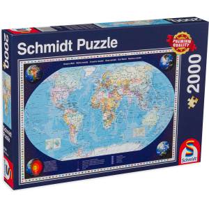 Schmidt Spiele Пъзел Schmidt от 2000 части - Карта на света (57041)