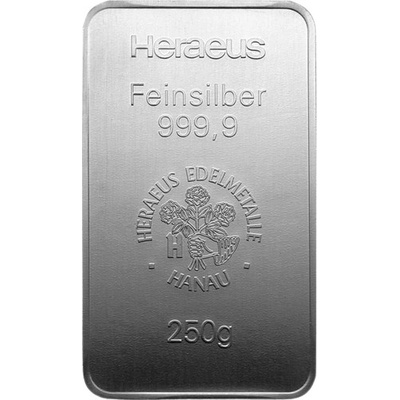 Heraeus Strieborná tehlička 250 g