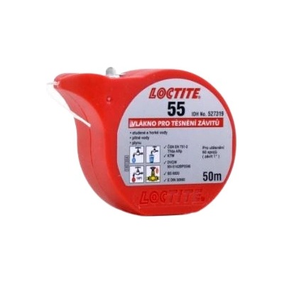 LOCTITE 55 50 m LOCTITE vlákno těsnící pro vodoinstalatéry, lze použít na kovové nebo plastové závitové tvarovky