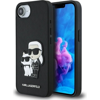 Karl Lagerfeld PU Saffiano Karl and Choupette kryt pre iPhone 16e, čierny 57983124508