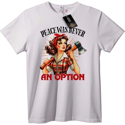 NOONEBRAND Тениска Мирът никога не беше опция - 4XL, White
