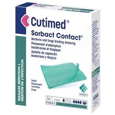Cutimed Sorbact Contact 17cm x 28cm Složené 7cm x 9cm 5 ks