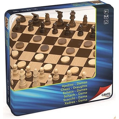 Cayro Комплект шах и табла Cayro - 25.5 x 25.5 cm, в метална кутия (C751)
