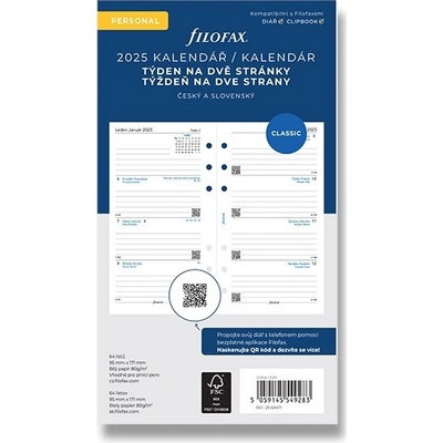 Filofax Týdenní kalendář 2025, týden/2 strany náplň osobních diářů A6 – Zbozi.Blesk.cz
