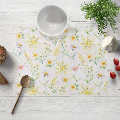 Biante Dekorační prostírání Rongo RGP-506 Malované žluto-zelené luční kvítí na bílém 30x40 cm