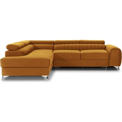 Eltap Жълт кадифен разтегателен ъглов диван с място за съхранение (ляв ъгъл L форма) Laurence - ELTAP (Lau_02)