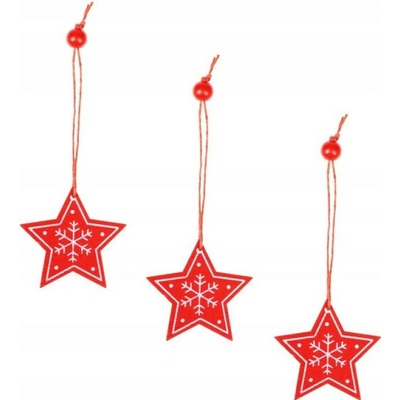 SPRINGOS Vianočné ozdoby Hviezdy s vločkami súprava 3ks