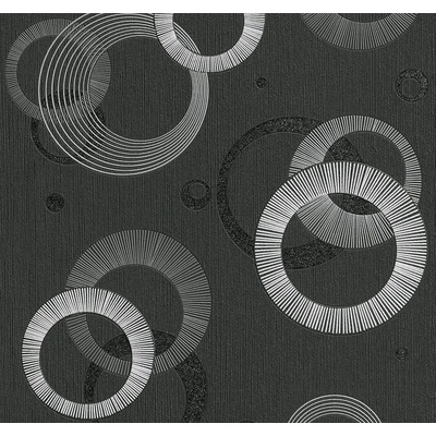 Rasch Тапет за стена нетъкан, бяло, сиво, черно Kreise modern Rasch 790849