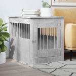 vidaXL Клетка за куче мебел, бетонносив, 64, 5x80x71см, инженерно дърво (838333)