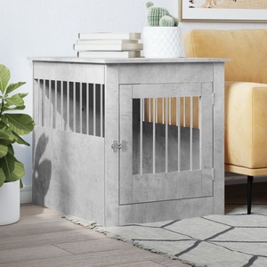 vidaXL Клетка за куче мебел, бетонносив, 64, 5x80x71см, инженерно дърво (838333)