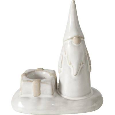 Boltze Home Svícen se skřítkem na jednu svíčku SLAVKO, výš, 11 cm, porcelán šedá