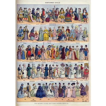 Grafika - Puzzle Illustration from Larousse : Civilian Costumes - 500 piese