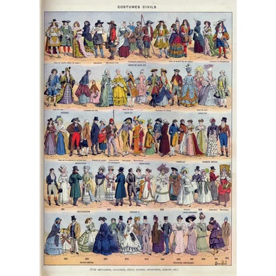 Grafika - Puzzle Illustration from Larousse : Civilian Costumes - 500 piese