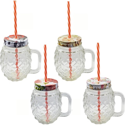 HOME Pohár sklenený so slamkou 500 ml