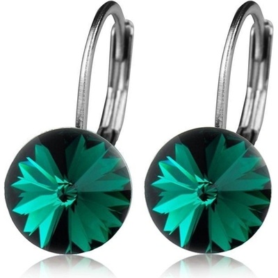 Nubis ocelové náušnice s krystaly Swarovski emerald NBS08-EM