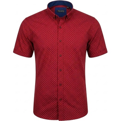 Ego man košile pánská krátký rukáv slim fit bordó EKS-429-05