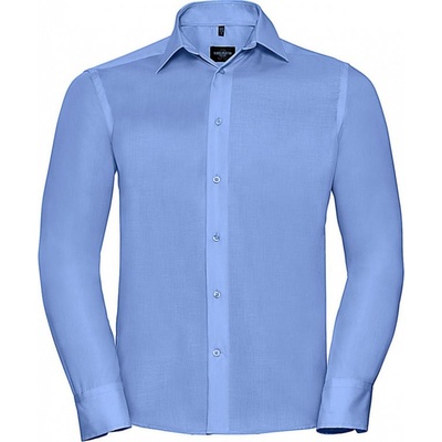 Russell Collection Vypasovaná košeľa bez žehlenia s dlhými rukávmi Nebesky modrá