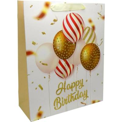 Taška dárková XL 30x12x40 cm OP1734 HAPPY BIRTHDAY balónky