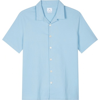 PS Paul Smith Риза PS Paul Smith Men's Seersucker Short Sleeve Plain Shirt - Blue 40A