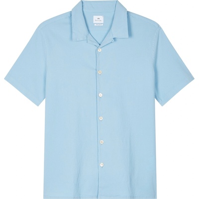 PS Paul Smith Риза PS Paul Smith Men's Seersucker Short Sleeve Plain Shirt - Blue 40A