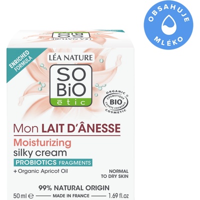 So´Bio krém hedvábný hydratační s obsahem oslího mléka 50 ml