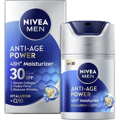 Nivea Men Крем за лице против бръчки Anti-age Hyaluron + Q10, SPF30, 50 ml