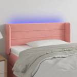 vidaXL LED горна табла за легло, розова, 93x16x78/88 см, кадифе (3123417)