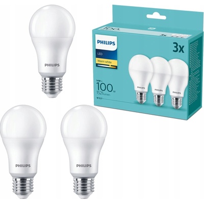 Philips žárovka LED klasik, 13W, E27, teplá bílá, 3ks – Zboží Živě