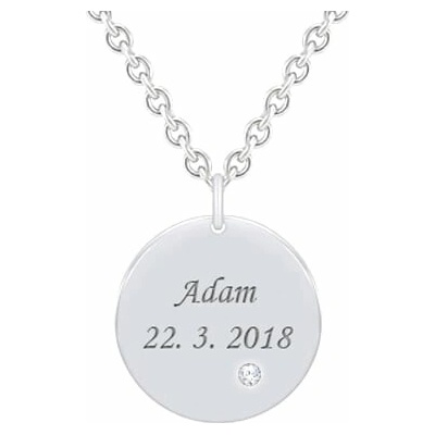 Eppi Stříbrný přívěsek s diamantem a s gravírem dle vaší volby Cassius P38570