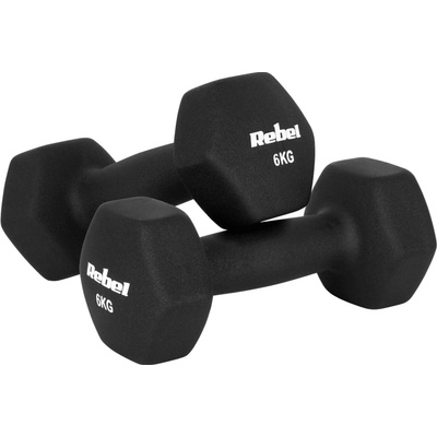 Rebel RBA-2330-6 Litinové neoprenové činky HEX 2 x 6 kg