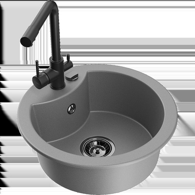 Diego кухненска мивка от гранит с 1 отделение и смесител Duero, сив - 6512-71-671600-70-B (6512-71-671600-70-B)