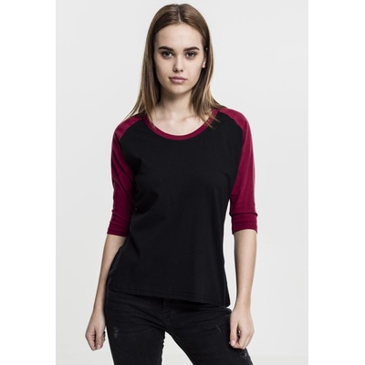 Ladies 3/4 Contrast Raglan Tee blk/burgundy