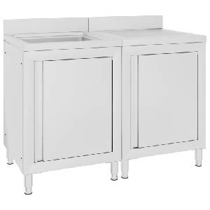 vidaXL Търговски кухненски шкаф за мивка, инокс, 120x60x96 см (3058270)