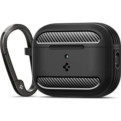 Spigen Силиконов удароустойчив кейс с карабинер за Apple AirPods Pro 3 - Spigen Rugged Armor Case (черен) (ACS09822)