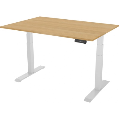 DELSO Elektrický výškově nastavitelný stůl PROJUSTER - 160 cm, 80 cm, Bílá, Dub Vicenza